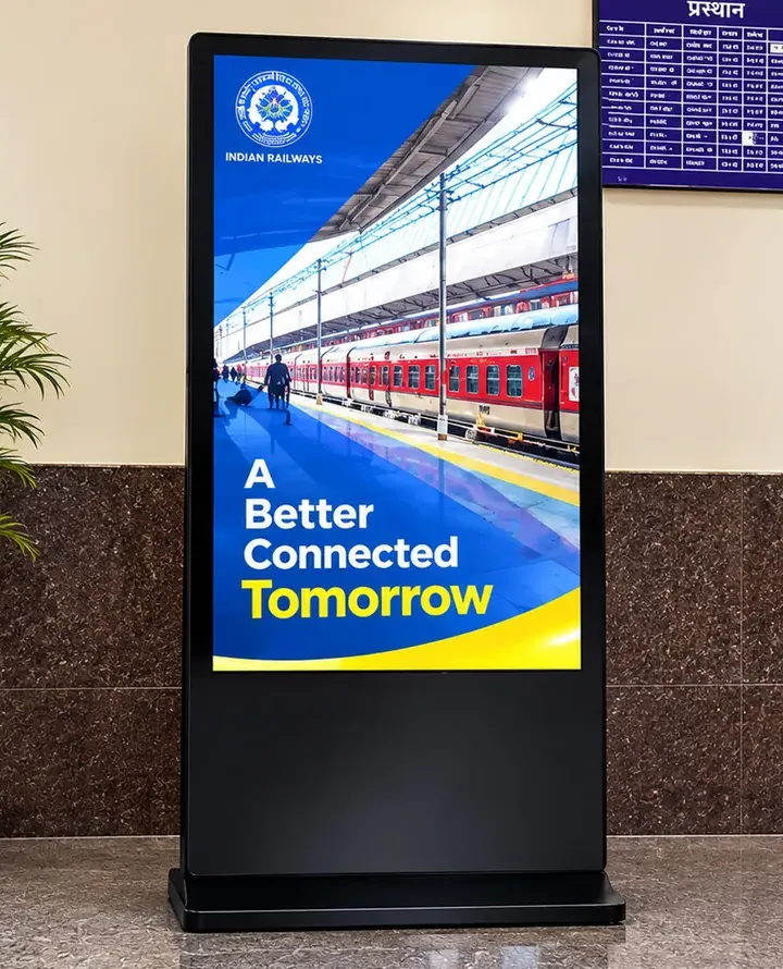 Dnexus digital signage standee at Bareilly Junction railway station